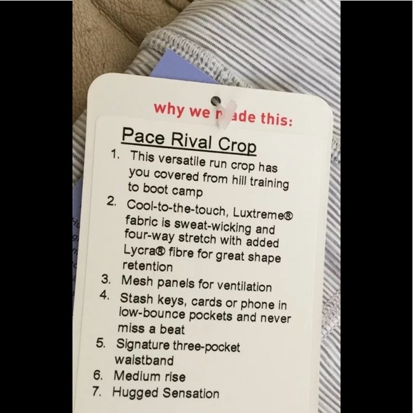 LULULEMON Pace Rival Crop Grey/Gray leggings RARE - Picture 6 of 7